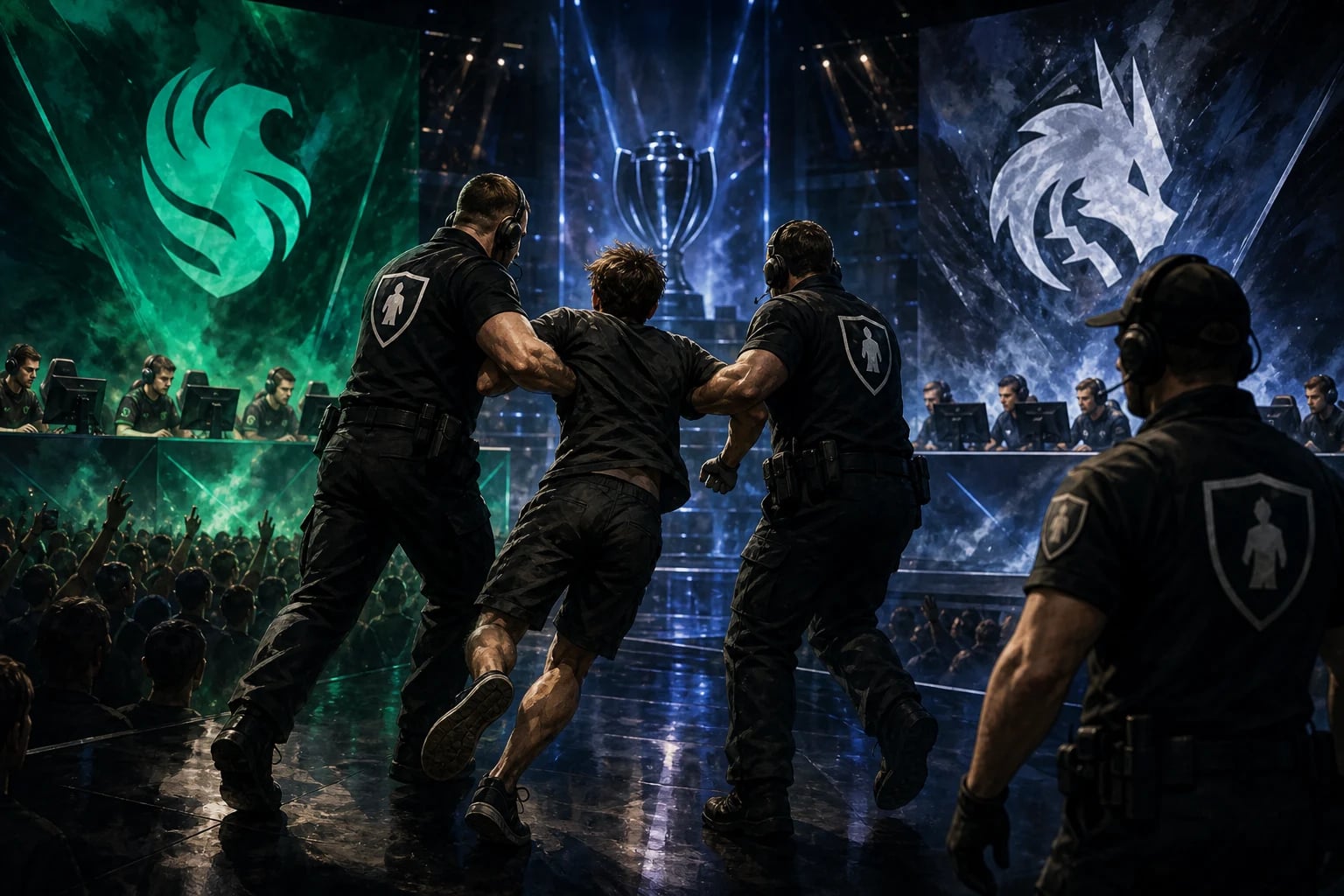A spectator was removed from the LANXESS arena after running onto the stage in the major semifinals